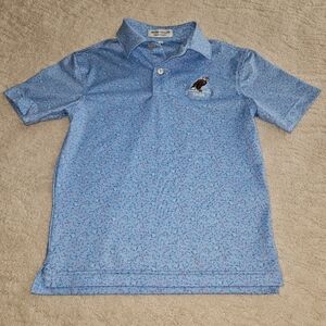Peter Millar Light Blue Boys' Polo with Eagle Embroidered Patch